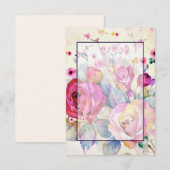 Blank budget Roze bloemen bruiloft Kaart (Voorkant / Achterkant)