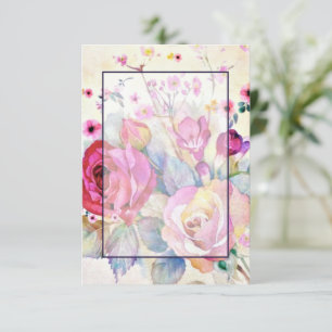 Blank budget Roze bloemen bruiloft  Kaart