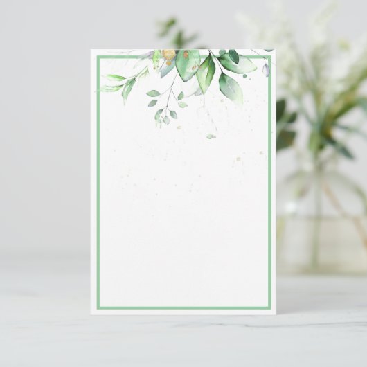 Blank budget Watercolor groen wedding uitnodiging (Staand voorkant)