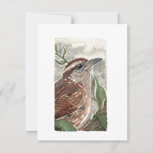 Blank - Carolina Wren Waterverf Print Feestdagenkaart