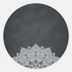 Blank Chalkboard Mandala Lotus Flower Swirl Ronde Sticker