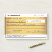 Blank Check Gold Law of Attraction Abundance Post-it® Notes (Op bureau)