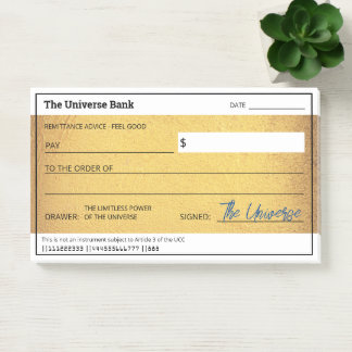Blank Check Gold Wet van Attractie Overvloed Post-it® Notes