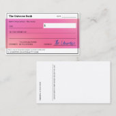 Blank Check Pink Aura Wet van aantrekkingskracht O Visitekaartje (Voorkant / Achterkant)