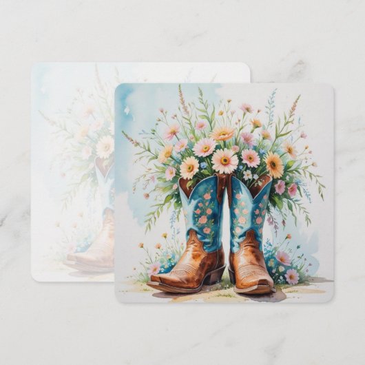 Blank Cowgirl Invitation Kaart | Western thema (Voorkant / Achterkant)