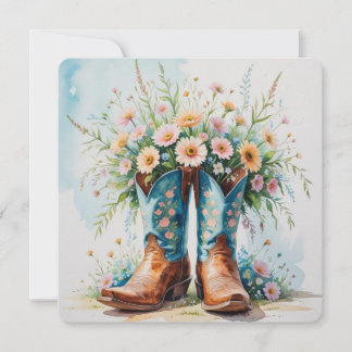 Blank Cowgirl Invitation Kaart | Western thema