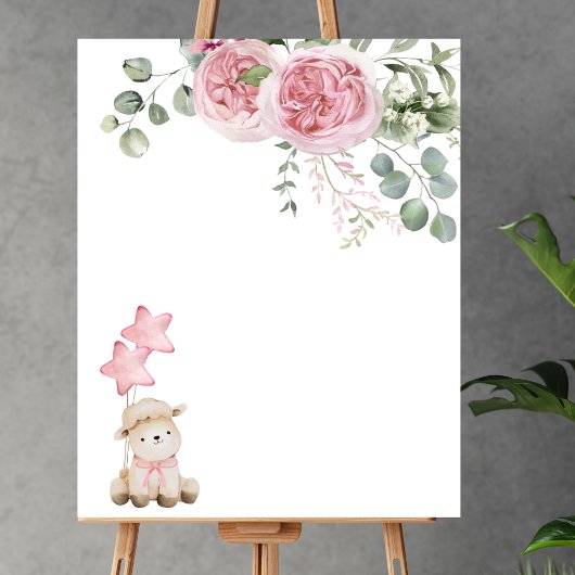 Blank Creëer Je eigen lieve kleine lamsroze rozen Poster