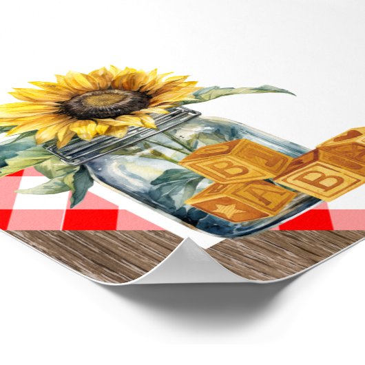 Blank Creëer Uw Eigen BBQ Baby shower Rood Plaid Poster (Hoek)