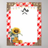 Blank Creëer Uw Eigen BBQ Baby shower Rood Plaid Poster (Voorkant)
