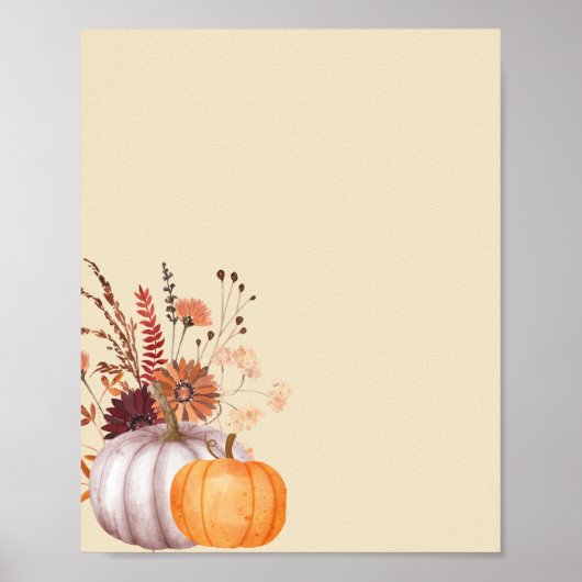 Blank Creëer Uw Eigen Boho herfst pompoen bordeaux Poster (Voorkant)