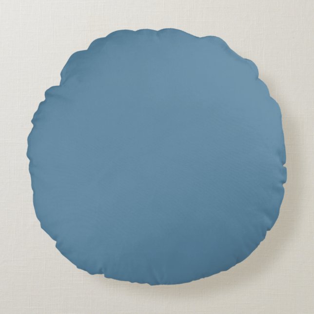 Blank Creëer Uw Eigen - Grijs Blauw Rond Kussen (Voorkant)