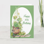 Blank Custom Age Birthday Wren Bird in Vineyard Kaart (Voorkant)