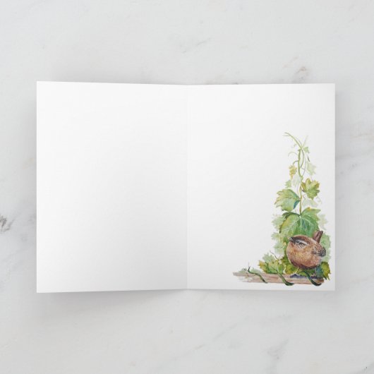 Blank Custom Age Birthday Wren Bird in Vineyard Kaart (Binnen)