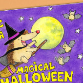 Blank Cute Halloween Hedgehog Witch  Kaart