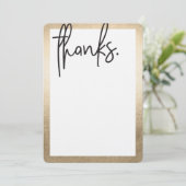 BLANK DANK JEWEL moderne letter zwarte namaak goud Bedankkaart (Staand voorkant)