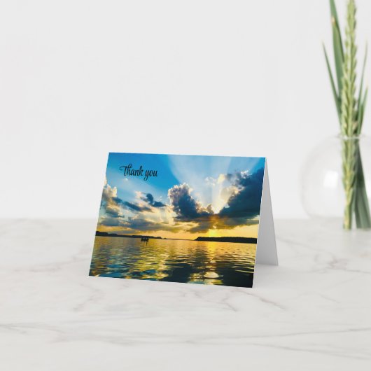 Blank dank u zonsondergang bedankkaart (Voorkant)