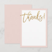 BLANK DANKJEWEL goud glitterscript blush roze Bedankkaart (Voorkant / Achterkant)