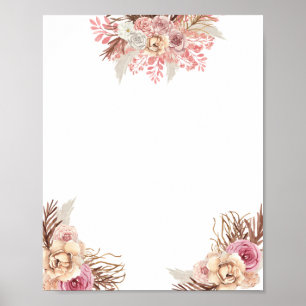 Blank DIY Modern Boho Dusty Roos Bloemen Poster