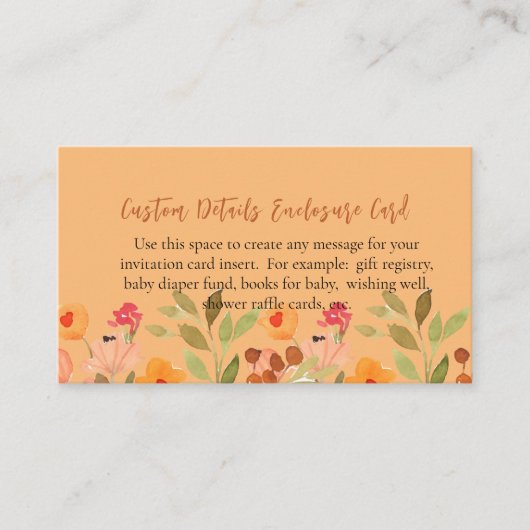 Blank DIY Waterverf Perzik Roze Tuin Blooms Informatiekaartje (Voorkant)