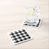 Blank Edge Wit en Zwart Buffalo Plaid Kartonnen Onderzetters (Insitu)