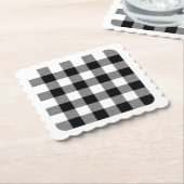 Blank Edge Wit en Zwart Buffalo Plaid Kartonnen Onderzetters (Gebogen)