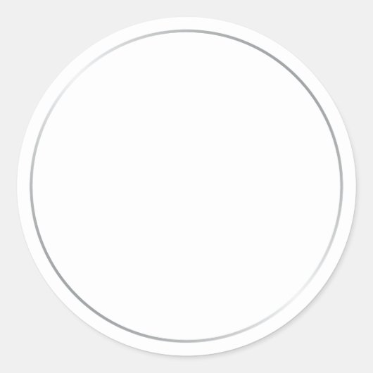 Blank Elegant Zilver en Wit Ronde Sticker (Voorkant)