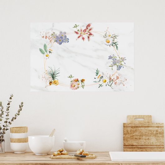 Blank floraal ovaal lijst poster (Keuken)