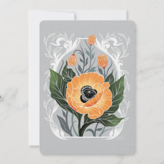 Blank Floral Note Kaart met Oranje klaprozen
