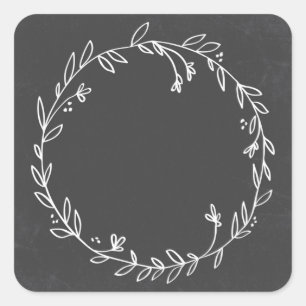 Blank Floral Wreath Chalkboard Dank u Sticker
