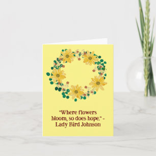 Blank geel bloem minimalistische wijnkrans kaart