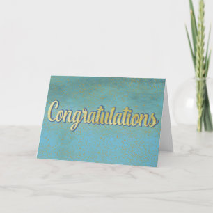 Blank Gefeliciteerd Licht Blauw en Goud Kaart