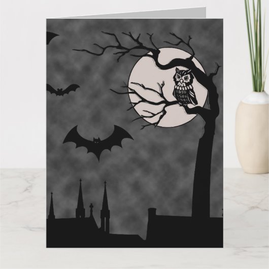 BLANK GOTHIC NGHT OWL BATS MOON BLANK KAART (Voorkant)