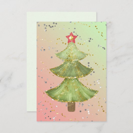 Blank goudgroen, moderne kerstboom A Aankondiging (Voorkant / Achterkant)