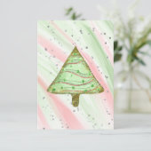 Blank goudgroen, moderne kerstboom en aankondiging (Staand voorkant)