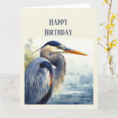 Blank Great Blue Heron Wildlife Bird Art Natuur Kaart (Gele Bloem)