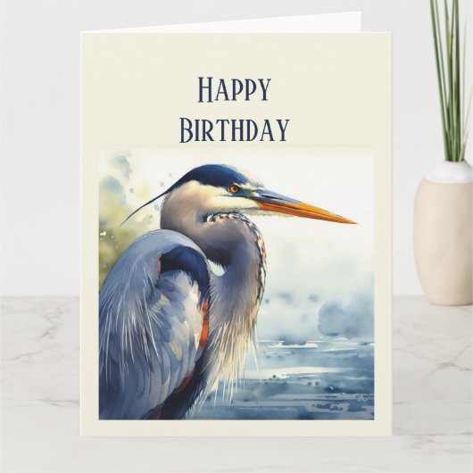 Blank Great Blue Heron Wildlife Bird Art Natuur Kaart (Voorkant)