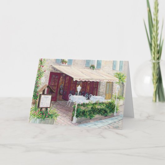 blank greeting card with French Cafe Kaart (Voorkant)
