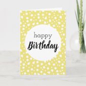 Blank Happy Birthday Geel Polka Dots Kaart (Voorkant)