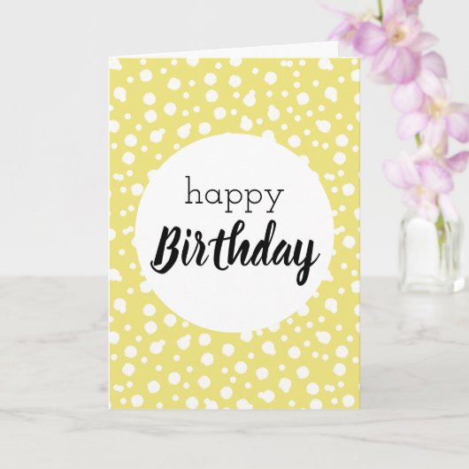 Blank Happy Birthday Geel Polka Dots Kaart (Orchidee)