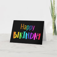 Blank Happy Birthday Kaart Rainbow Letters op zwar