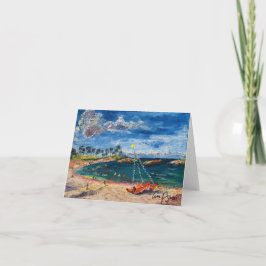 Blank Hawaiian Aloha Kano met kerstverlichting Bedankkaart