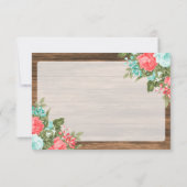 Blank - Hout, Lantaarn en Blauwgroen, Koraal Bloem Bedankkaart (Achterkant)