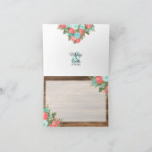 Blank - Hout, Lantaarn en Teal, Koraal Bloemmotief Bedankkaart (Binnen)