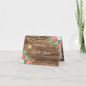 Blank - Hout, Lantaarn en Teal, Koraal Bloemmotief Bedankkaart (Voorkant)