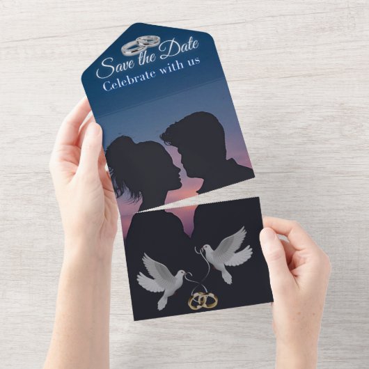 Blank in één trouwuitnodiging all in one uitnodiging (Afscheurbaar)