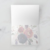 Blank in Elegant Boho Burgundy Navy Floral Bedankkaart (Binnen)