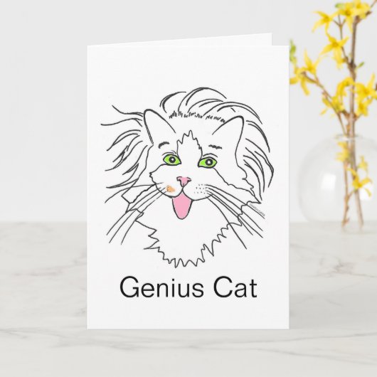 Blank in Genius Cat Einstein Pop Culture Kaart (Gele Bloem)