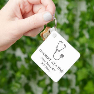 Blank in stijl & Bewerkbare verpleegster Sleutelhanger
