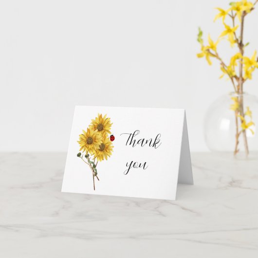 Blank in zonnebloem Dank je Kaart (Gele Bloem)