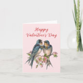 Blank Inside Blue Birds Valentine's Day Card Kaart (Voorkant)